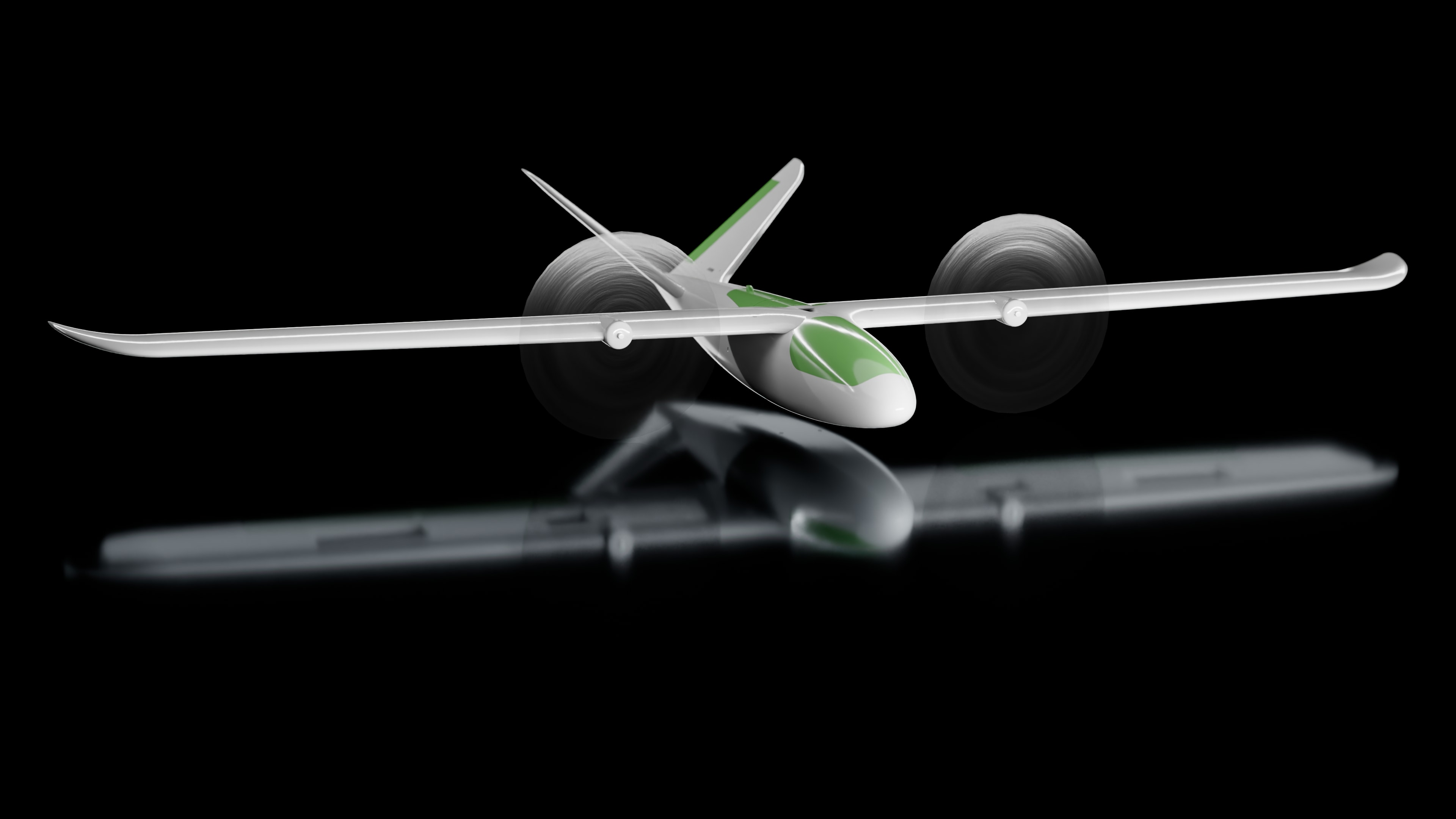 AeroForest fixed-wing drone, side view in flight